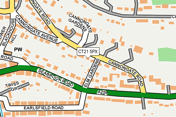 CT21 5PX map - OS OpenMap – Local (Ordnance Survey)