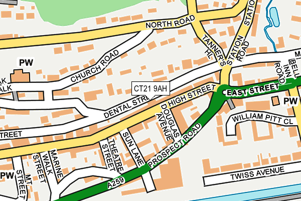 CT21 9AH map - OS OpenMap – Local (Ordnance Survey)