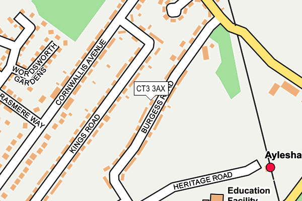CT3 3AX map - OS OpenMap – Local (Ordnance Survey)
