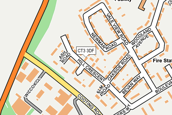 CT3 3DF map - OS OpenMap – Local (Ordnance Survey)