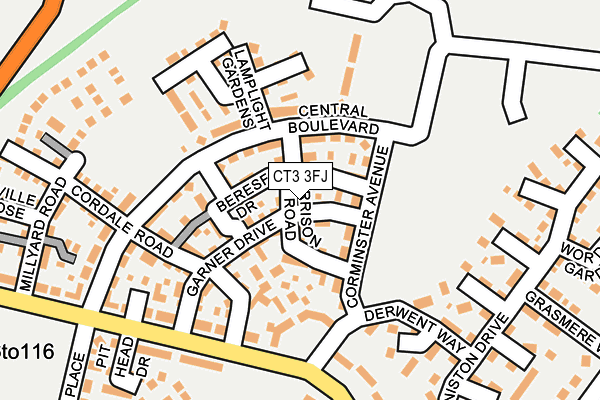 CT3 3FJ map - OS OpenMap – Local (Ordnance Survey)