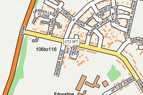 CT3 3FT map - OS OpenMap – Local (Ordnance Survey)