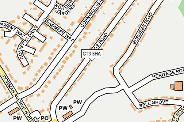 CT3 3HA map - OS OpenMap – Local (Ordnance Survey)