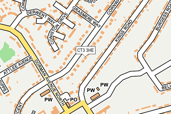 CT3 3HE map - OS OpenMap – Local (Ordnance Survey)