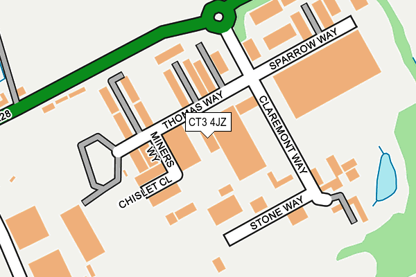 CT3 4JZ map - OS OpenMap – Local (Ordnance Survey)