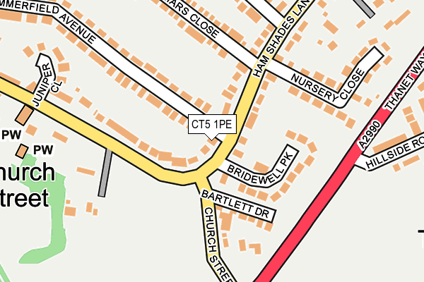 CT5 1PE map - OS OpenMap – Local (Ordnance Survey)