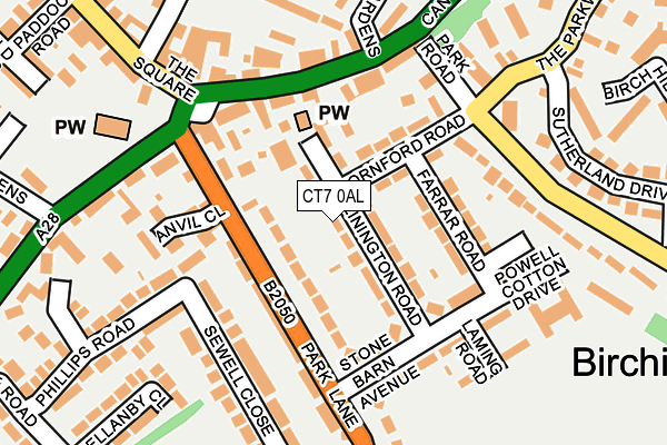 CT7 0AL map - OS OpenMap – Local (Ordnance Survey)