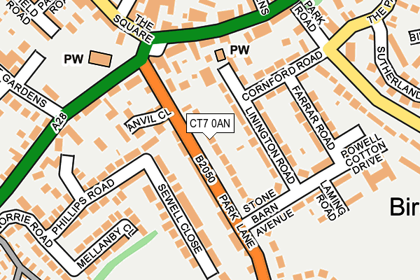 CT7 0AN map - OS OpenMap – Local (Ordnance Survey)