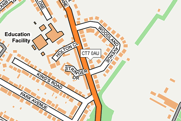 CT7 0AU map - OS OpenMap – Local (Ordnance Survey)