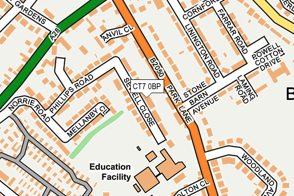 CT7 0BP map - OS OpenMap – Local (Ordnance Survey)