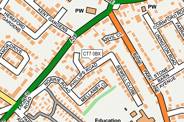 CT7 0BX map - OS OpenMap – Local (Ordnance Survey)