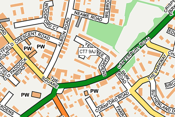 CT7 9AJ map - OS OpenMap – Local (Ordnance Survey)
