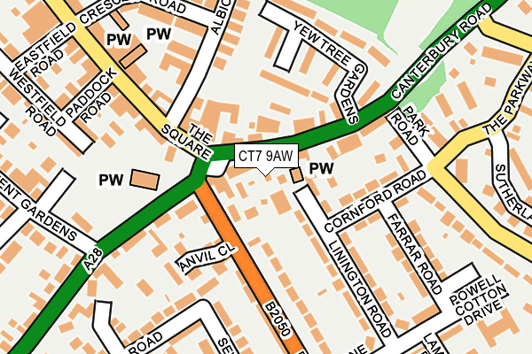 CT7 9AW map - OS OpenMap – Local (Ordnance Survey)