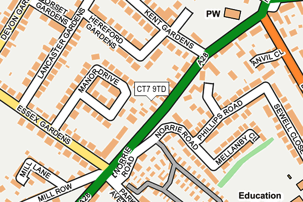 CT7 9TD map - OS OpenMap – Local (Ordnance Survey)