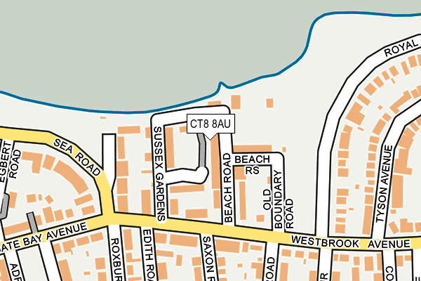 CT8 8AU map - OS OpenMap – Local (Ordnance Survey)