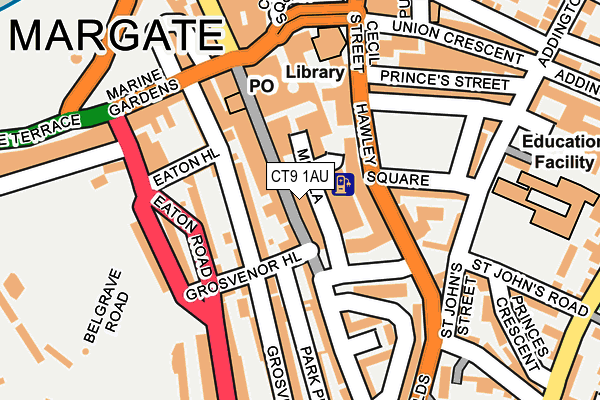 CT9 1AU map - OS OpenMap – Local (Ordnance Survey)