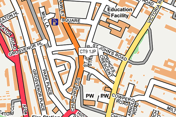 CT9 1JP map - OS OpenMap – Local (Ordnance Survey)