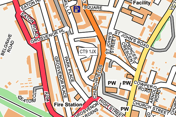 CT9 1JX map - OS OpenMap – Local (Ordnance Survey)