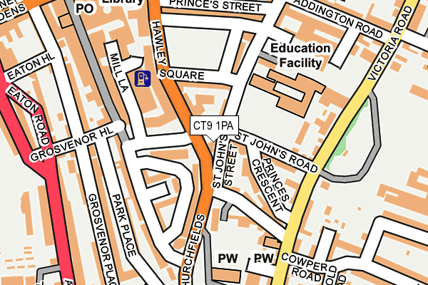 CT9 1PA map - OS OpenMap – Local (Ordnance Survey)