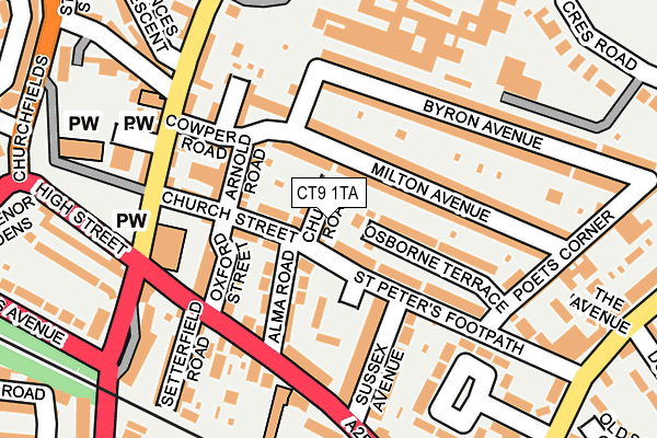 CT9 1TA map - OS OpenMap – Local (Ordnance Survey)