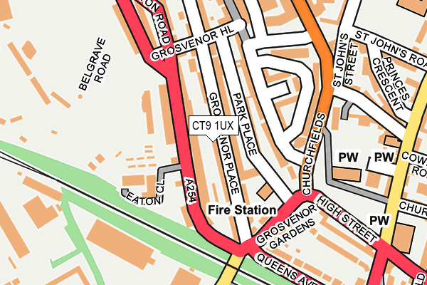 CT9 1UX map - OS OpenMap – Local (Ordnance Survey)