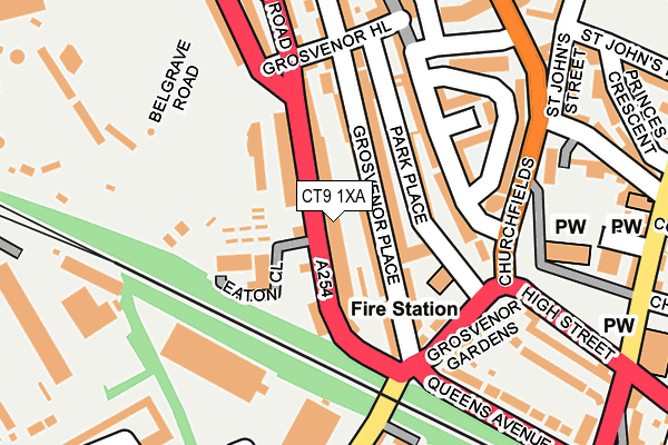 CT9 1XA map - OS OpenMap – Local (Ordnance Survey)