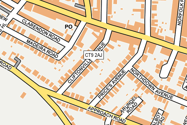 CT9 2AJ map - OS OpenMap – Local (Ordnance Survey)