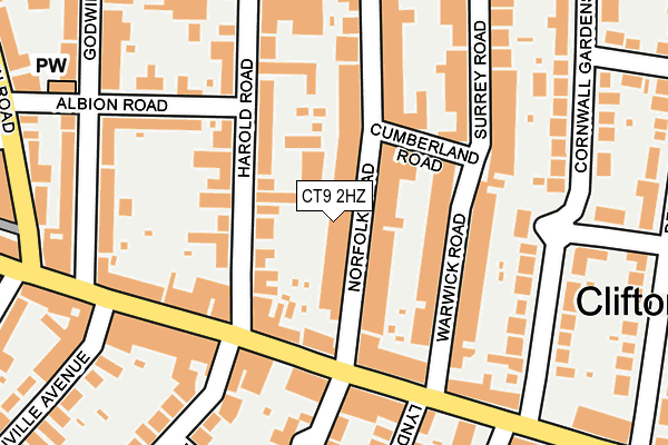 CT9 2HZ map - OS OpenMap – Local (Ordnance Survey)