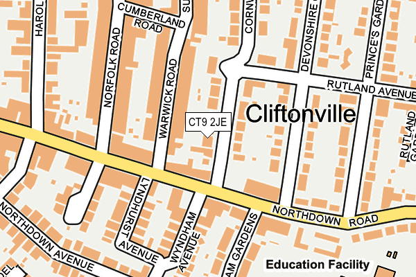 CT9 2JE map - OS OpenMap – Local (Ordnance Survey)