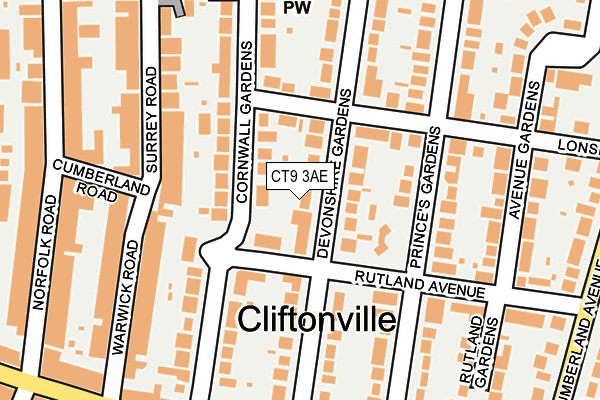 CT9 3AE map - OS OpenMap – Local (Ordnance Survey)