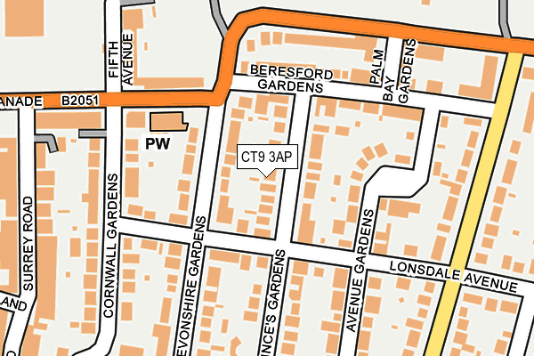 CT9 3AP map - OS OpenMap – Local (Ordnance Survey)