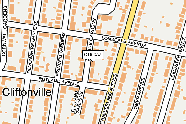 CT9 3AZ map - OS OpenMap – Local (Ordnance Survey)