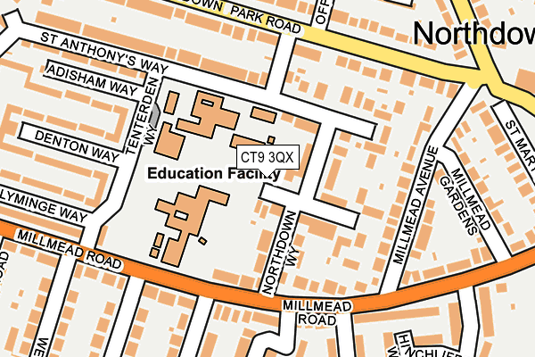 CT9 3QX map - OS OpenMap – Local (Ordnance Survey)