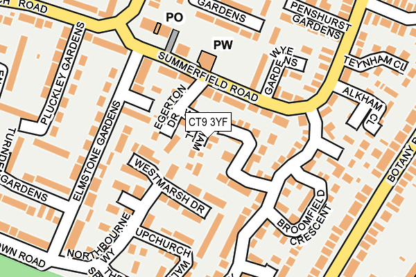CT9 3YF map - OS OpenMap – Local (Ordnance Survey)