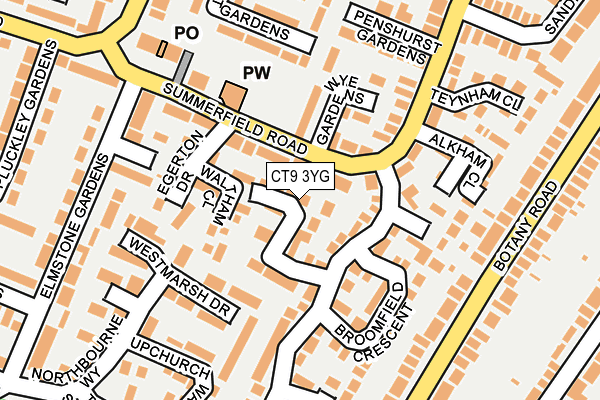 CT9 3YG map - OS OpenMap – Local (Ordnance Survey)