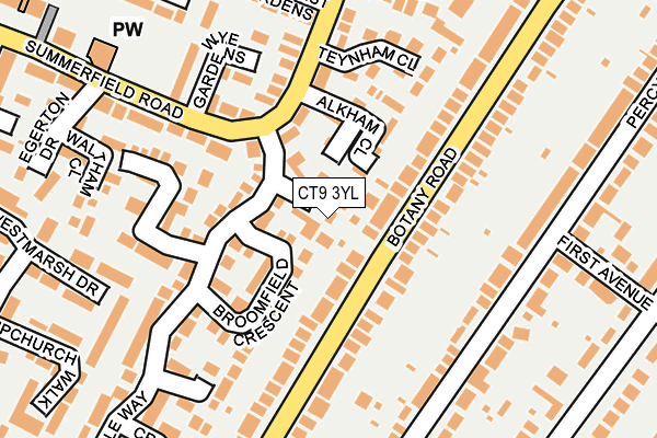 CT9 3YL map - OS OpenMap – Local (Ordnance Survey)