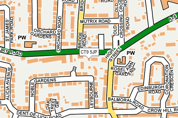 CT9 5JP map - OS OpenMap – Local (Ordnance Survey)