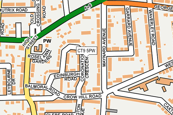 CT9 5PW map - OS OpenMap – Local (Ordnance Survey)