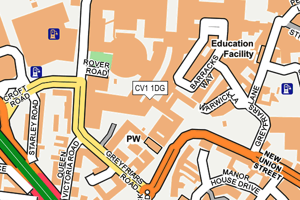 CV1 1DG map - OS OpenMap – Local (Ordnance Survey)