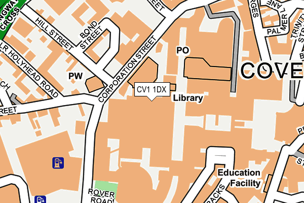CV1 1DX map - OS OpenMap – Local (Ordnance Survey)