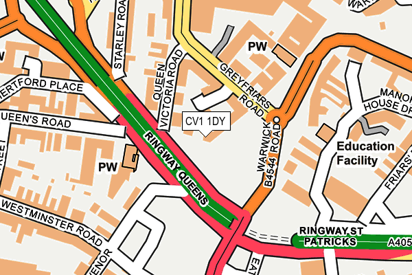 CV1 1DY map - OS OpenMap – Local (Ordnance Survey)