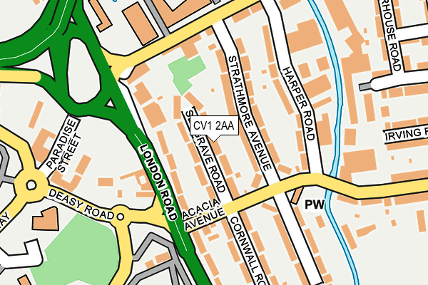 CV1 2AA map - OS OpenMap – Local (Ordnance Survey)