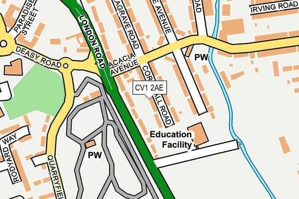 CV1 2AE map - OS OpenMap – Local (Ordnance Survey)