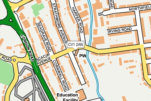 CV1 2AN map - OS OpenMap – Local (Ordnance Survey)