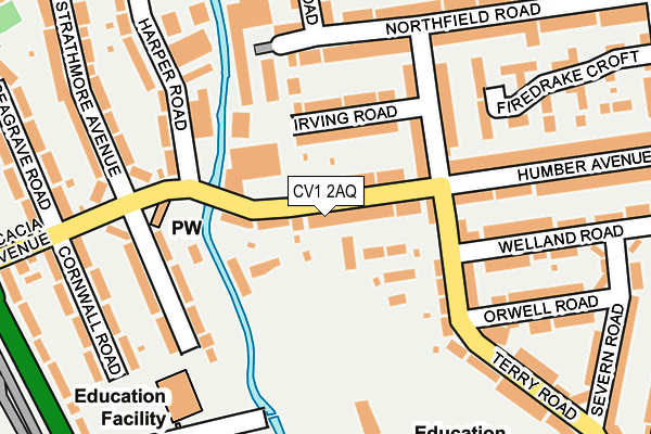 CV1 2AQ map - OS OpenMap – Local (Ordnance Survey)