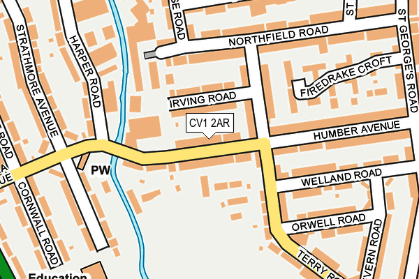 CV1 2AR map - OS OpenMap – Local (Ordnance Survey)