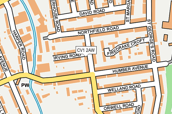 CV1 2AW map - OS OpenMap – Local (Ordnance Survey)