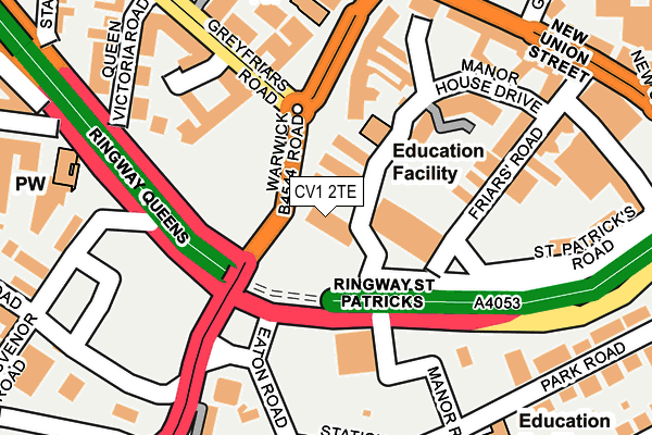 CV1 2TE map - OS OpenMap – Local (Ordnance Survey)