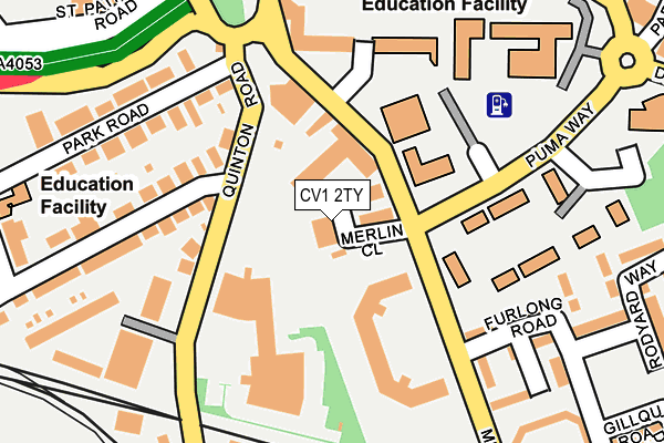 CV1 2TY map - OS OpenMap – Local (Ordnance Survey)