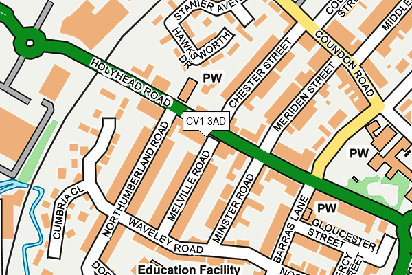 CV1 3AD map - OS OpenMap – Local (Ordnance Survey)